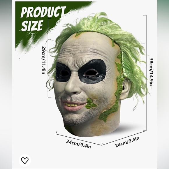 Beetlegeuse Head Mask. Wear for Halloween, A party, Masquerade Ball, Dress up. - Picture 5 of 8